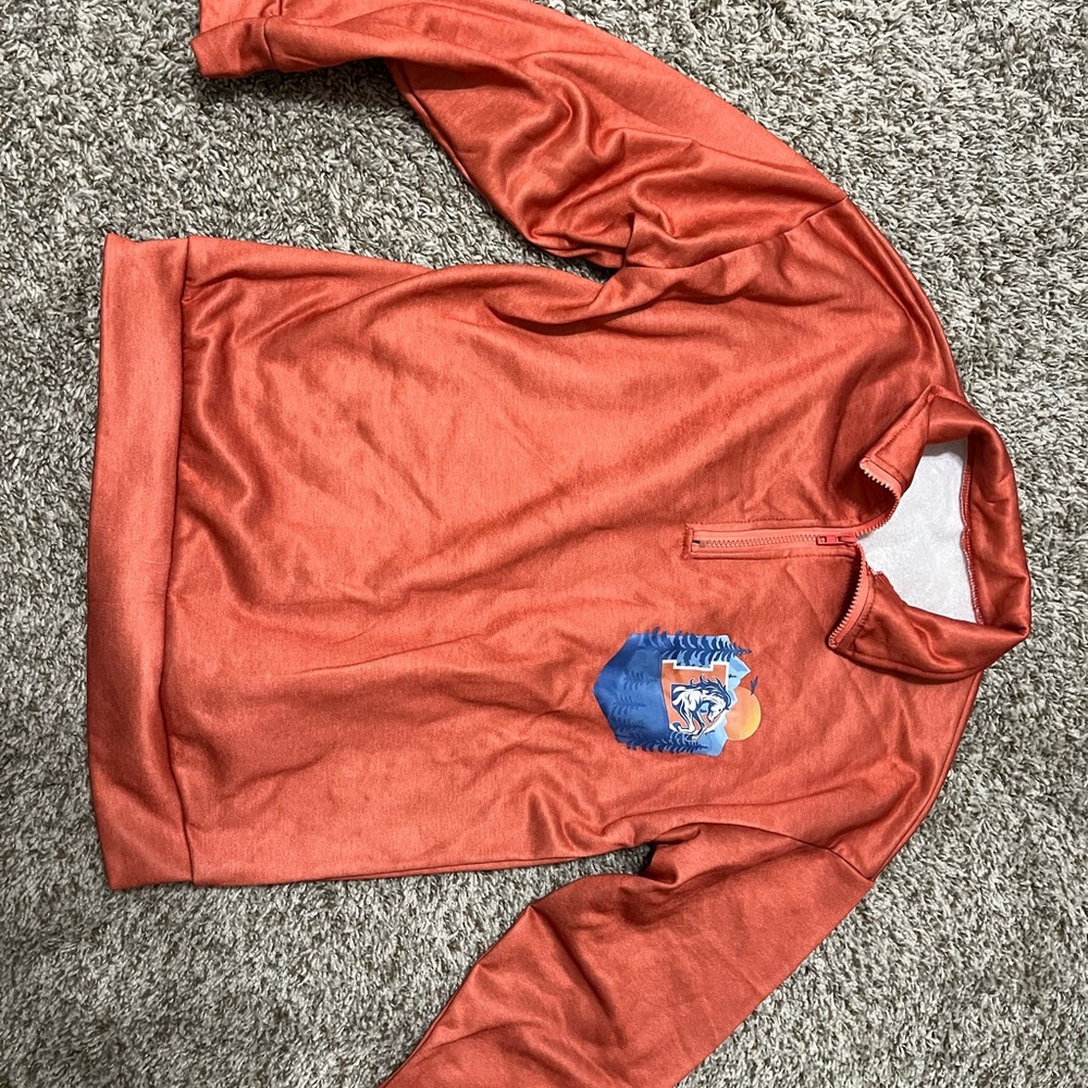 Red Quarter-Zip Pullover with Blue Pocket